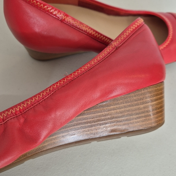 Cole Haan + Nike Air Red Leather Patent Cap Toe Milly Ballet Wedge Pump- Size 10 - Picture 11 of 16